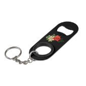 Red Rose en Daisies Black Achtergrond Mini Flessenopener (Voorkant Gekanteld)