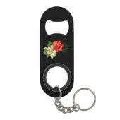 Red Rose en Daisies Black Achtergrond Mini Flessenopener (Achterkant)