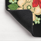 Red Rose en Daisies Black Achtergrond Muismat (Hoek)