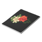 Red Rose en Daisies Black Achtergrond Notitieblok (Linkerzijde)