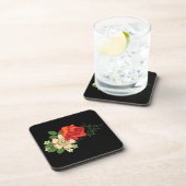 Red Rose en Daisies Black Achtergrond Onderzetter (Rechterzijde)