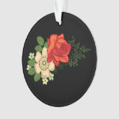 Red Rose en Daisies Black Achtergrond Ornament (voorkant)