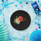 Red Rose en Daisies Black Achtergrond Papieren Bordje (Feest)