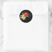 Red Rose en Daisies Black Achtergrond Ronde Sticker (Tas)