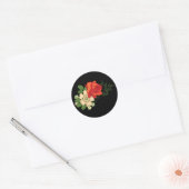 Red Rose en Daisies Black Achtergrond Ronde Sticker (Envelop)