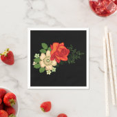 Red Rose en Daisies Black Achtergrond Servet (Insitu)