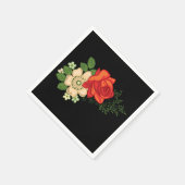 Red Rose en Daisies Black Achtergrond Servet (Hoek)