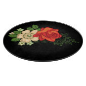 Red Rose en Daisies Black Achtergrond Snijplank (Hoek)