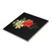 Red Rose en Daisies Black Achtergrond Tegeltje (Zijkant)