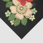 Red Rose en Daisies Black Achtergrond Tissuepapier (Detail)