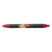 Red Rose en Daisies Black Achtergrond Zwarte Inkt Pen (Voorkant)
