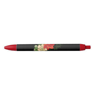 Red Rose en Daisies Black Achtergrond Zwarte Inkt Pen