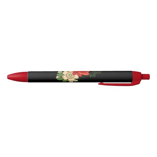 Red Rose en Daisies Black Achtergrond Zwarte Inkt Pen (Bodem)