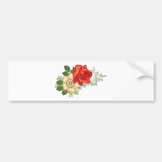 Red Rose en Daisies Bumpersticker (Voorkant)