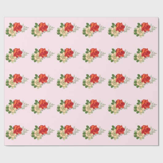 Red Rose en Daisies Cadeaupapier (Vlak)
