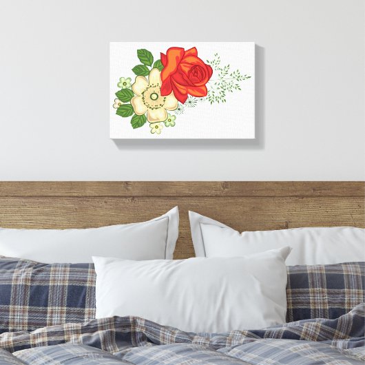 Red Rose en Daisies Canvas Afdruk (Insitu (Slaapkamer))