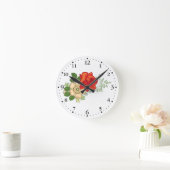 Red Rose en Daisies Clockface 1 Black Ronde Klok (Huis)