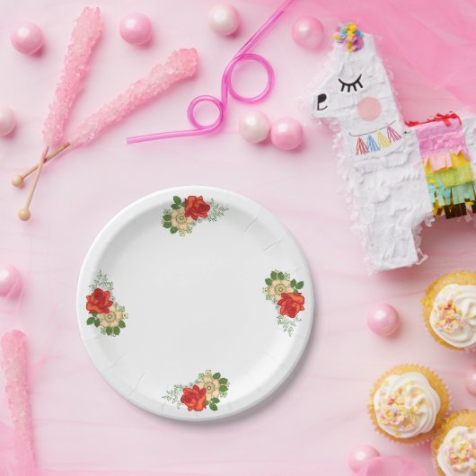 Red Rose en Daisies Design Papieren Bordje (Feest)