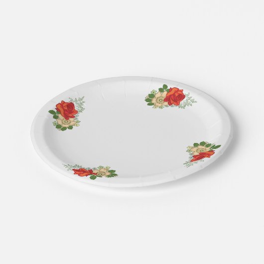 Red Rose en Daisies Design Papieren Bordje (Gekanteld)