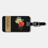 Red Rose en Daisies Gold Persoonlijke naam Bagagelabel (Voorkant horizontaal)