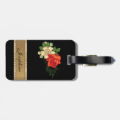 Red Rose en Daisies Gold Persoonlijke naam Bagagelabel (Achterkant horizontaal)
