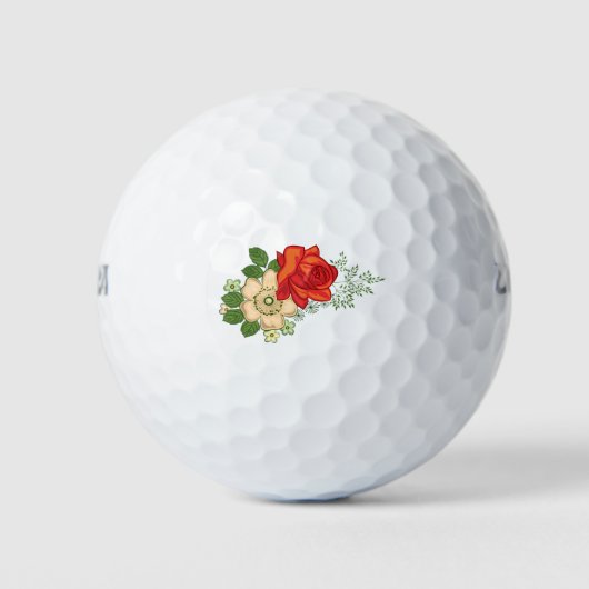 Red Rose en Daisies Golfballen (Voorkant)