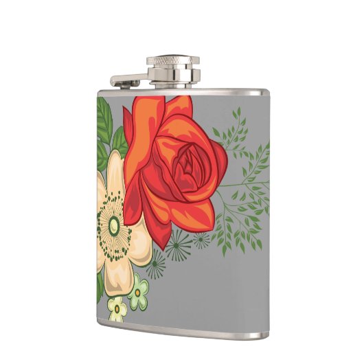 Red Rose en Daisies Heupfles (Links)