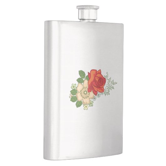 Red Rose en Daisies Heupfles (Rechts)