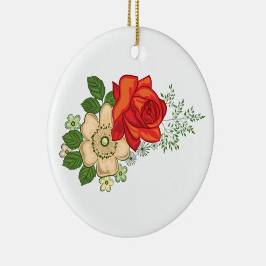 Red Rose en Daisies Keramisch Ornament (Rechts)