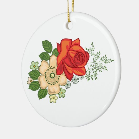Red Rose en Daisies Keramisch Ornament (Links)