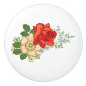 Red Rose en Daisies Keramische Knop (Voorkant)