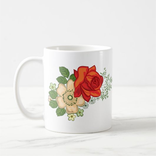 Red Rose en Daisies Koffiemok (Links)