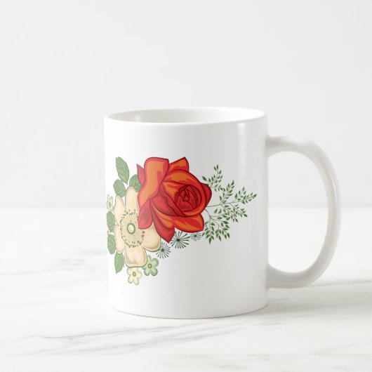 Red Rose en Daisies Koffiemok (Rechts)