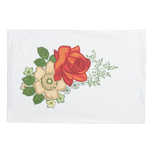 Red Rose en Daisies Kussensloop (Achterkant)