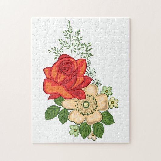 Red Rose en Daisies Legpuzzel (Verticaal)