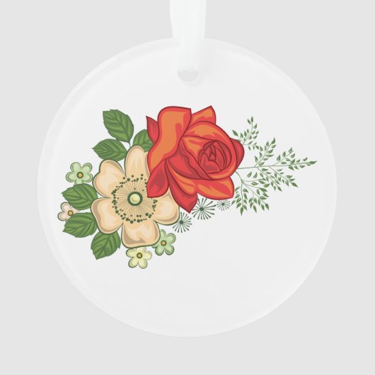 Red Rose en Daisies Ornament (achterkant)