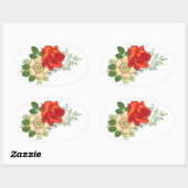 Red Rose en Daisies Ovale Sticker (Vel)