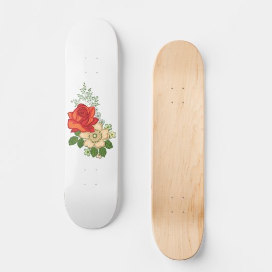 Red Rose en Daisies Persoonlijk Skateboard (Voorkant)