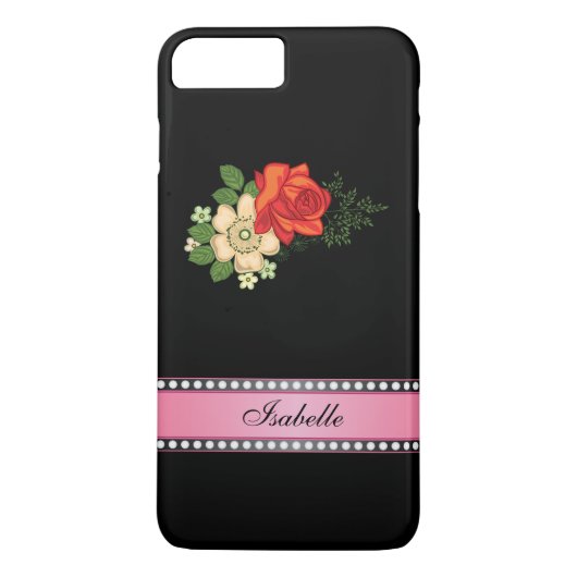 Red Rose en Daisies Pink Persoonlijke naam Case-Mate iPhone Case (Achterkant)