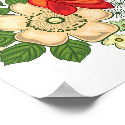 Red Rose en Daisies Poster (Hoek)