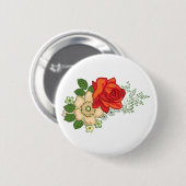 Red Rose en Daisies Ronde Button 5,7 Cm (Voorkant /achterkant)