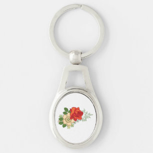 Red Rose en Daisies Sleutelhanger