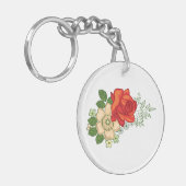 Red Rose en Daisies Sleutelhanger (Voorkant Links)