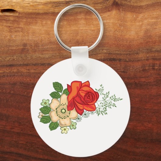 Red Rose en Daisies Sleutelhanger (Voorkant)