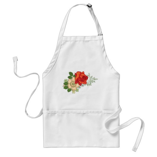 Red Rose en Daisies Standaard Schort (Voorkant)