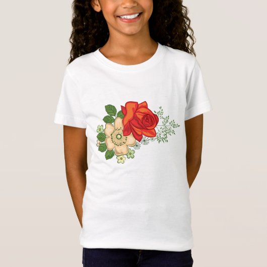 Red Rose en Daisies T-Shirt (Voorkant)