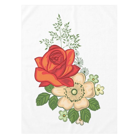 Red Rose en Daisies Tafelkleed (Voorkant)