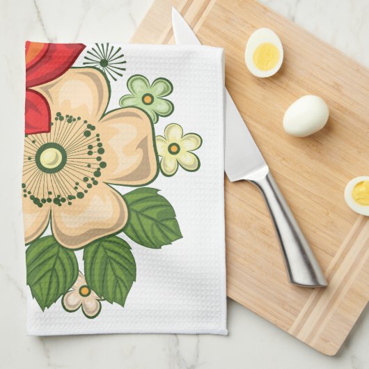 Red Rose en Daisies Theedoek (Quarter Fold)