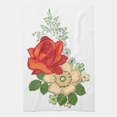 Red Rose en Daisies Theedoek (Verticaal)