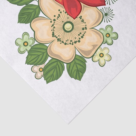 Red Rose en Daisies Tissuepapier (Detail)